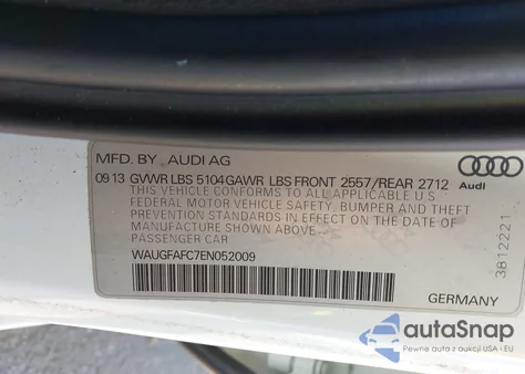 2014 Audi A6 2.0T Premium from USA, damaged, VIN WAUGFAFC7EN052009